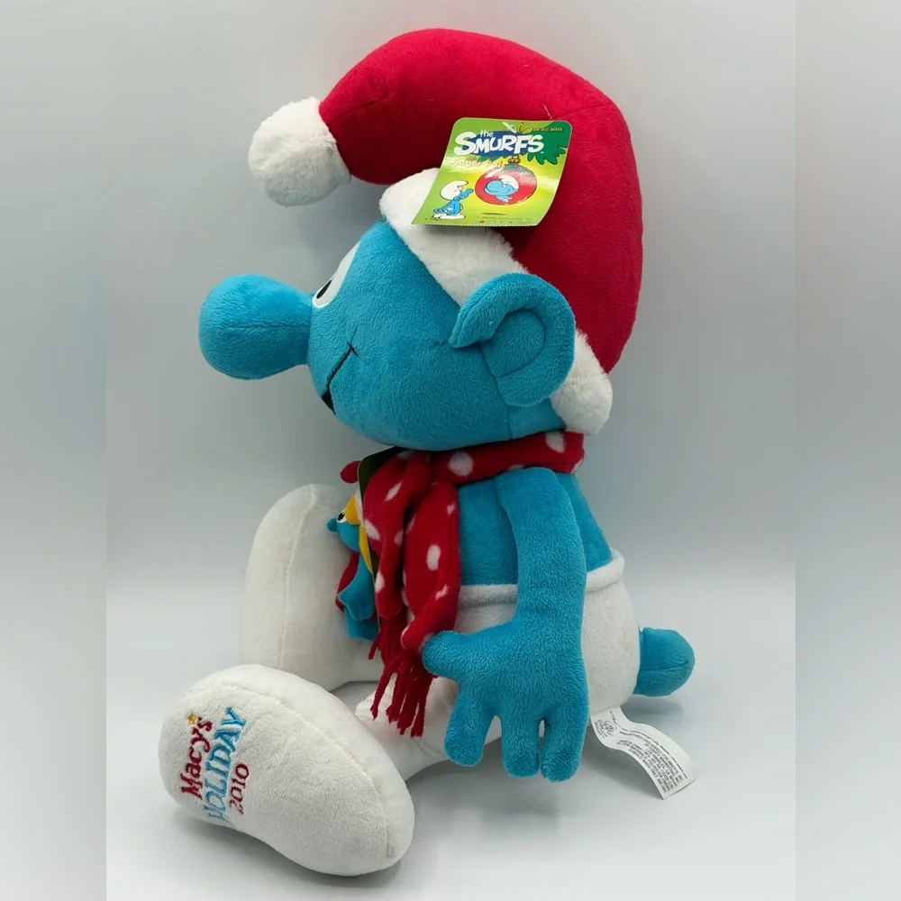 The Smurfs With Finger Pals Holiday Smurf Plush with Santa Hat 2010